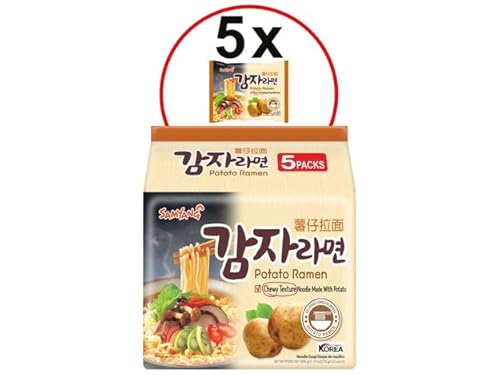 Potato Ramen | Instant-Kartoffel-Ramen | 5er-Pack (5 x 120g) | Koreanische Nudelsuppe mit einzigartiger Kartoffelstärke von HEART FOR CARDS