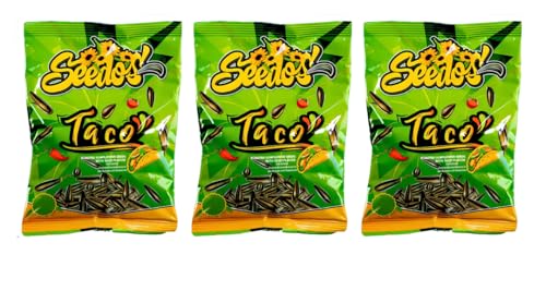 Seedos Sonnenblumenkerne | 3x 100g | High Protein Snack | Natürlich hergestellt | Made in Europe | Geschmacksrichtungen wie Taco, Sour Cream, Hot Chili Lime & viel mehr (3x 100g, Taco) von HEART FOR CARDS