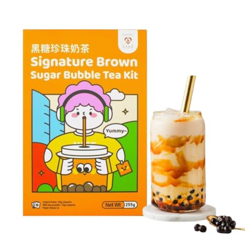 Tokimeki Bubble Tea Kit 255g | Einfach zu Hause zubereiten | Heiß oder kalt genießen perfekt zum Entspannen (Brown Sugar) von HEART FOR CARDS