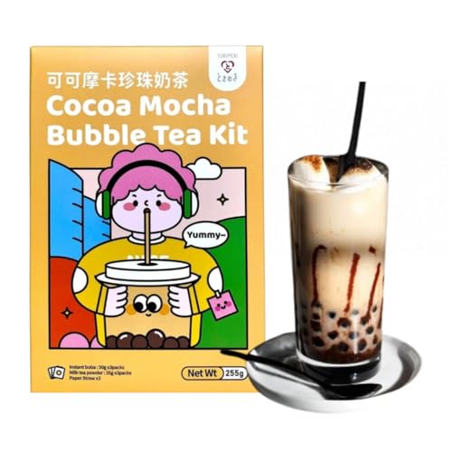 Tokimeki Bubble Tea Kit 255g | Einfach zu Hause zubereiten | Heiß oder kalt genießen perfekt zum Entspannen(Cocoa Mocha) von HEART FOR CARDS