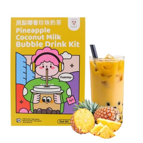 Tokimeki Bubble Tea Kit 255g | Einfach zu Hause zubereiten | Heiß oder kalt genießen perfekt zum Entspannen (Pineapple) von HEART FOR CARDS