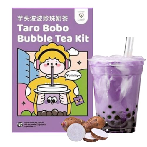 Tokimeki Bubble Tea Kit 255g | Einfach zu Hause zubereiten | Heiß oder kalt genießen perfekt zum Entspannen (Taro) von HEART FOR CARDS