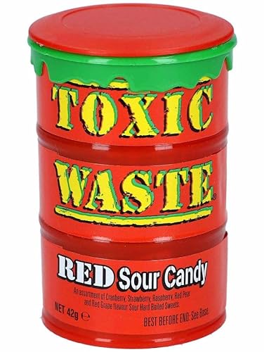 Toxic Waste Sour Candy Drums - 42g Fruchtgummi + Heartforcards® Versandschutz (RED) von HEART FOR CARDS