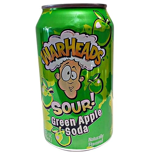 WARHEADS SOUR SODA - 355ML + Heartforcards® Versandschutz (GREEN APPLE, 24 Dosen) von HEART FOR CARDS