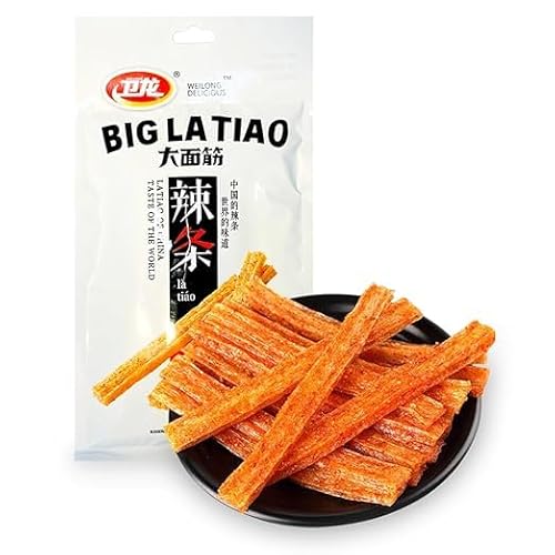 WEILONG Big Latiao 3 x 106g | Scharfer Weizensnack | Hot & Spicy | Würzige Chinesische Snacks | Spicy Sticks Scharfe Stangen Vegan Halal von HEART FOR CARDS