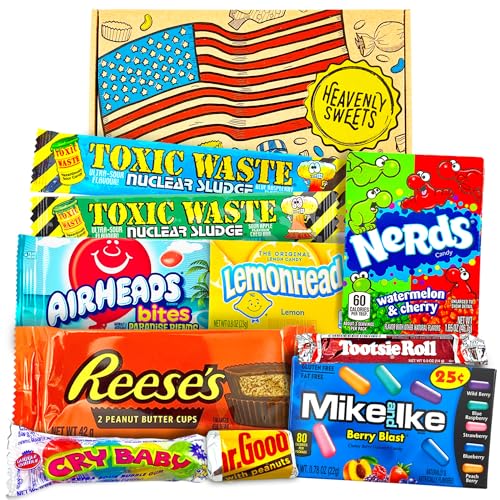 Amerikanische Süßigkeiten Box | USA Candy & Schokolade | American Sweets Geschenkbox | Top Import Snacks Lebensmittel & Candy | Geburtstag Jahrestag Vatertag Muttertag Ostern | Heavenly Sweets von HEAVENLY SWEETS