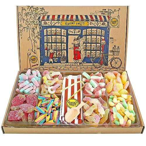 Süßigkeiten Box - Süssigkeiten Geschenkbox für Kinder, Erwachsene, Geburtstag, Weihnachten, Ostern, Gute Besserung - Saure - Gummibärchen, Fruchtgummis - Heavenly Sweets von HEAVENLY SWEETS