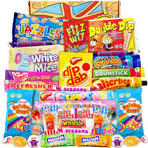 Heavenly Sweets | UK Süßigkeiten Box | Englische Retro-Süßigkeiten Geschenkbox | Geschenkset mit Party-Candy | Geburtstag Jahrestag Vatertag Muttertag Ostern Süßigkeiten | Grosspackung Leckereien von HEAVENLY SWEETS