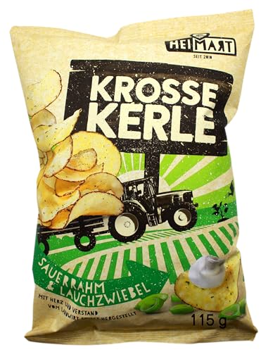 Heimart Krosse Kerle Kartoffelchips Sauerrahm & Lauchzwiebel, 10er Pack (10 x 115g) von HEIMART