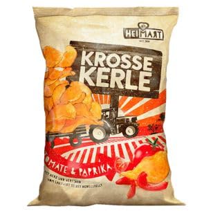 Heimart Krosse Kerle Kartoffelchips Tomate & Paprika, 10er Pack (10 x 115g) von HEIMART