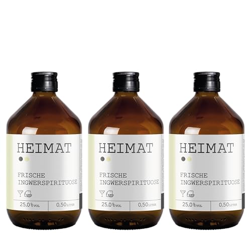 HEIMAT Ingwerlikör 25% mild, leichte Schärfe mit Zitrone & Agave – Ingwer Schnaps Spirituose für Shots, Absacker – Heimat Destillers World Spirit Awards 2022 Gewinner (3 x 500ml) von HEIMAT