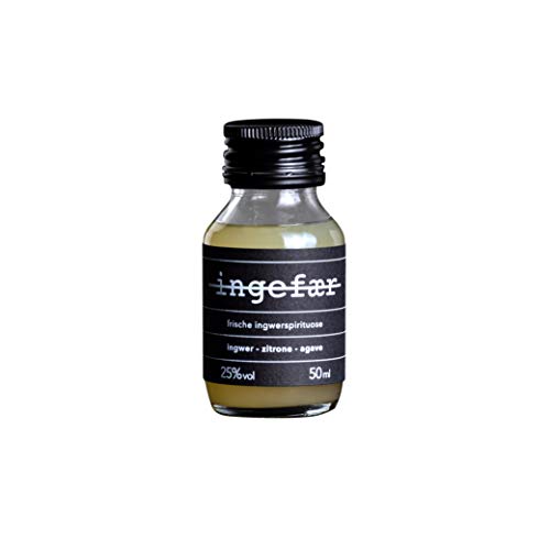 Ingefaer Ingwer Schnaps 25% (1 x 50ml) mit Zitronensaft und Agave, Ingwerlikör Alternative als Absacker oder Shot, Spirituose für spritzige Cocktails aus der Heimat Destille - Handcrafted von HEIMAT