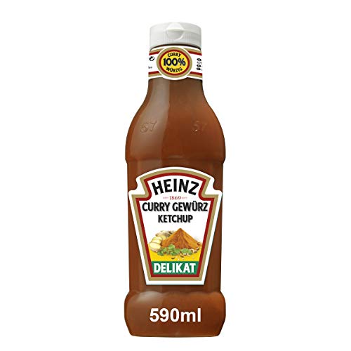 Heinz Curry Gewürz Ketchup Delikat – Curryketchup in der Kopfsteherflasche – 8 x 590 ml von HEINZ