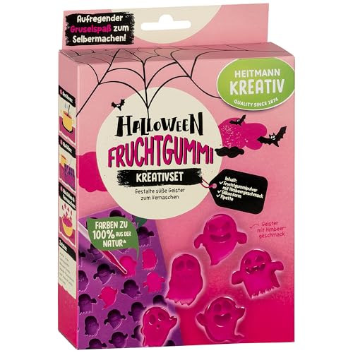 HEITMANN KREATIV - Halloween Fruchtgummi Kreativset - Pulverfarben auf Pflanzenbasis - pink - DIY Fruchtgummis in Geisterform und Himbeergeschmack von ‎HEITMANN KREATIV