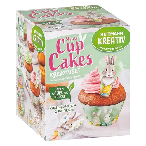 HEITMANN KREATIV - Cup Cakes - mit Pulverfarben auf Pflanzenbasis - rosa und grün - DIY-Set - Ostern von HEITMANN KREATIV