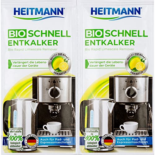 HEITMANN Bio Schnell Entkalker | Ökologisches Entkalken von Kaffeemaschinen und Heißwassergeräten | 2 x 25g von HEITMANN