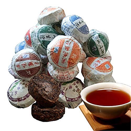 HELLOYOUNG 10 Stück insgesamt 60g gealterter reifer chinesischer Pu-Erh-Tee traditionell hergestellter Tee chinesisches Bio-Grüngemüse mit einzigartigem Geschmacksprofil ohne Zusatzstoffe von HELLOYOUNG