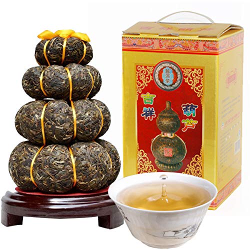 HELLOYOUNG 1000g vierschichtiger chinesischer Yunnan-Pu-Erh-Tee in Kürbisform Sorgfältig nach traditionellen Techniken hergestellt mit intensivem Aroma und vollem Geschmack von HELLOYOUNG