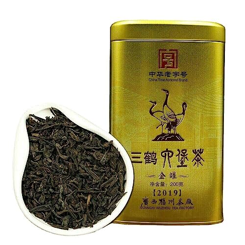 HELLOYOUNG 200g Three Cranes loser dunkler Tee (Guangxi Liupao Tea Boxed Hei Cha Golden Kettle) hergestellt mit traditionellen Techniken einzigartigen Geschmacksprofilen und ohne Zusatzstoffe von HELLOYOUNG