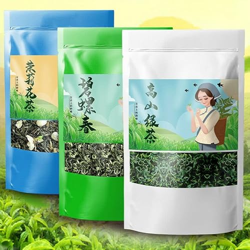 HELLOYOUNG Chinesischer Bio-Grüntee traditionell hergestellt mit einzigartigem Geschmacksprofil erfrischender knackiger Tee ohne Zusatzstoffe (100g(Jasmine Green Tea)) von HELLOYOUNG