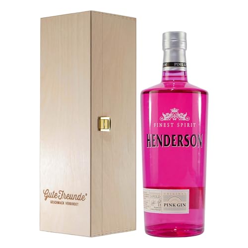 Henderson Pink Gin mit Geschenk-Holzkiste von HENDERSON