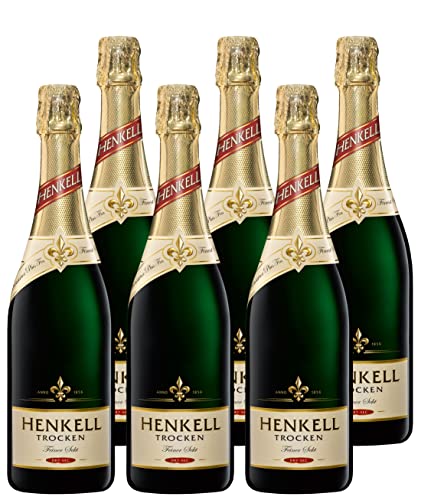 Henkell Sekt Trocken (6 x 0,375 l) - Original Henkell Sekt in praktischer Kleinflasche, ideal für kleine Runden oder zu zweit, feinperlig, frisch-fruchtige Cuvée, VEGAN von Henkell