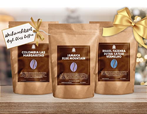 Weihnachtsset | High Class Coffee | Spitzenkaffee - Raritäten | Kaffeeset | 3x100g von HENRY'S COFFEE WORLD Fresh Bean Roaster