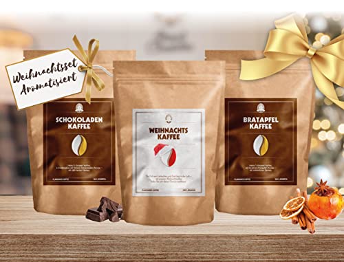 Weihnachtsset Kaffee "aromatisiert" | Gourmet Kaffeebohnen | handwerkliche Röstung |3x100g | Kaffeeset von HENRY'S COFFEE WORLD Fresh Bean Roaster