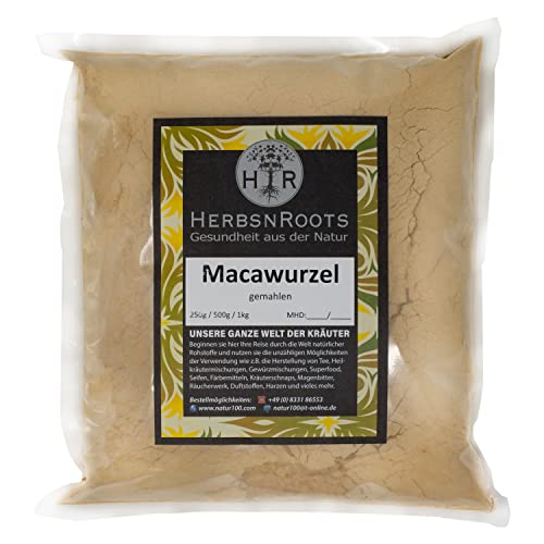 Maca Pulver 1000g • "Ausdauer/Aktiv" • Macawurzel gemahlen • Erste Wahl • hoher Wirkstoffanteil • Macapulver aus Peru • 100% Natur • ähnlich Schwedenkräuter • HerbsnRoots von HERBSNROOTS