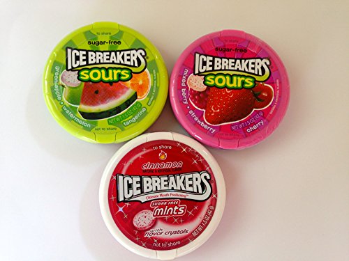 Hersheys Zuckerfreie Icebreakers Bonbons - 3 Dosen Gemischt - Beere, Wassermelone & Zimt von HERSHEYS SUGAR FREE ICE BREAKERS HARD CANDY