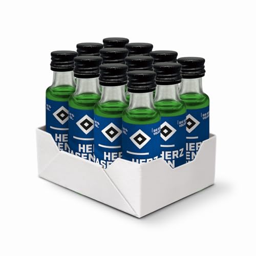 HERZRASEN Gin HSV Edition - Geschenk für echte Hamburger SV Fans, Würzig-Zitronig, mit Rasen des Volksparks Stadion 42% Vol. 12x 0.02 l von HERZRASEN