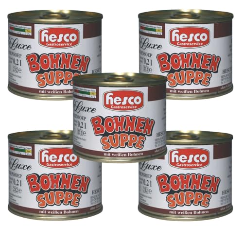 Hesco Serbische Bohnensuppe De Luxe mit weißen Bohnen 5 Dosen 1060ml von HESCO