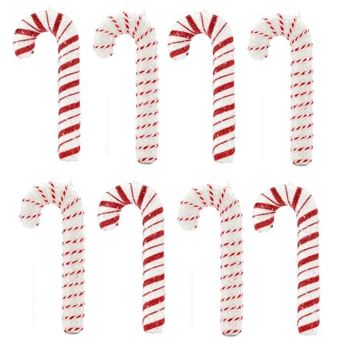 Geschenkestadl 8 Stück Zuckerstange XL 30 cm groß Rot Weiß Weihnachtanhänger Glitzer Weihnachtsdeko Zuckerstangen von HJZWTS