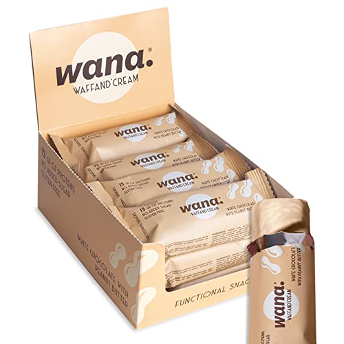 WaNa Protein-Riegel Weisse Schokolade mit Erdnussbutter-Füllung 1 x 12er Box - Der Waffel Riegel. Glutenfrei von Wana