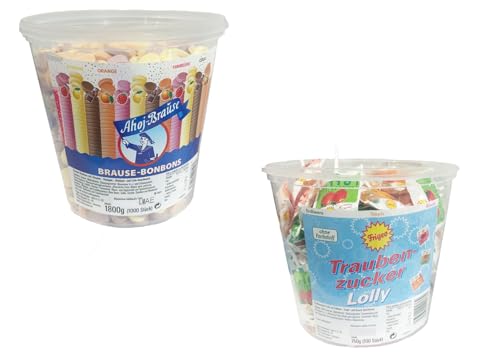 Traubenzucker Ahoj Brausebonbons verschiedene Sorten (1x TrZuckerLolly, 1x Brausebonbon & 1xHLKauf-Block) von HLKauf