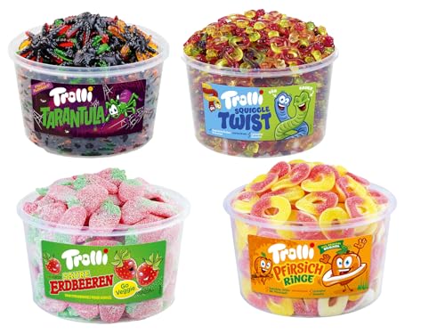 Trolli Dosen Diverse Sets 1er 2er 3er 4er Set Büro Party Mischpaket Grosspackung 1xErdb1xTarantu1xPfRinge1xTwist & 1xHLKauf-Block von HLKauf