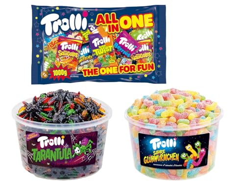 Trolli Dosen Diverse Sets 1er 2er 3er 4er Set Büro Party Mischpaket Grosspackung 1xTaran1xGlühw1xMBAllinOne & 1xHLKauf-Block von HLKauf