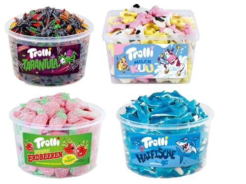 Trolli Dosen Diverse Sets 1er 2er 3er 4er Set Büro Party Mischpaket Grosspackung 1xTarant1xMilchkuh1xErdb.1xHaie & 1xHLKauf-Block von HLKauf