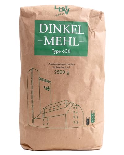 Hohenloher Bauerngenossenschaft Dinkelmehl 2,5 kg - Mildes Mehl aus regionalem Dinkel - Bestens für Brot, zarte Kuchen und Pasta - Dinkelmehl 630 von HOHENLOHER Bauerngenossenschaft