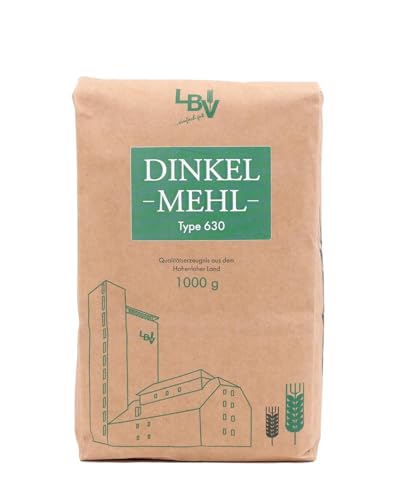 Hohenloher Bauerngenossenschaft Dinkelmehl 3 x 1 kg - Mildes Mehl aus regionalem Dinkel - Bestens für Brot, zarte Kuchen und Pasta - Dinkelmehl 630 von HOHENLOHER Bauerngenossenschaft