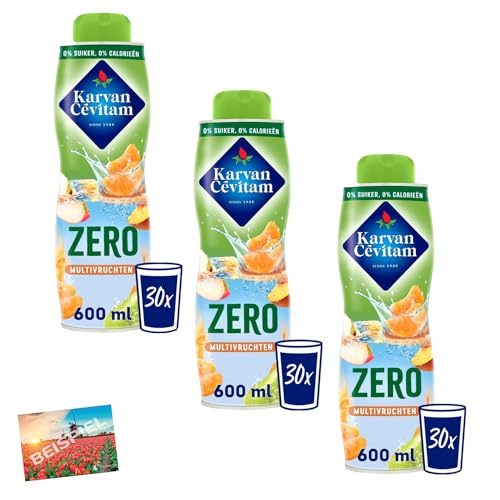 3x Karvan Cevitam Multivruchten Multifrucht Sirup zuckerfrei 600ml I Getränkesirup für dein Wasser I ohne Zucker I Zero I Fruchtsirup aus den Niederlanden I Holland-Box by Vriens von HOLLAND-BOX BY VRIENS