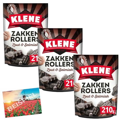 3x Klene Zakkenrollers I Lakritz Salmiak 210g I Mix salziges u. Salmiaklakritz I Drop aus den Niederlanden I Süßigkeiten aus Holland I Salmiak und Salzlakritz Geschmack I Holland-Box by Vriens von HOLLAND-BOX BY VRIENS