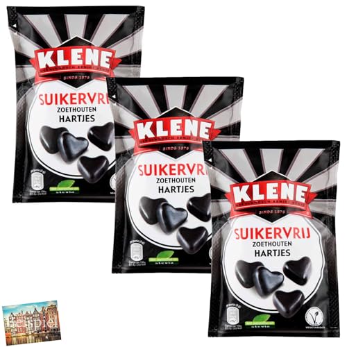 3x Klene Zoethouten Hartjes Zuckerfrei 110g I Zuckerfreie Lakritz aus Holland I Zuckerfrei I mild-süßes Lakritz aus den Niederlanden I Lakritz-Taler I Dutch Licorice I Holland-Box by Vriens von HOLLAND-BOX BY VRIENS