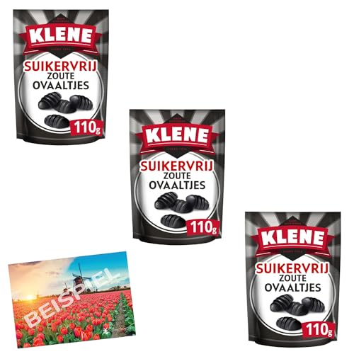 3x Klene Zoute Ovaaltjes Zuckerfrei 100g I süße Zuckerfreie Lakritz aus Holland I Zuckerfrei I mild-süßes Lakritz aus den Niederlanden I Salzlakritz I Drop I Dutch Licorice I Holland-Box by Vriens von HOLLAND-BOX BY VRIENS