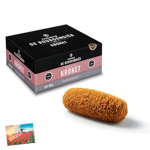 Set 1x De Bourgondier Rindfleischkroketten für die Friteuse 20x100g I Fleischragout I holländische Rindfleisch-Kroketten I schnelle Zubereitung in Fritteuse I Tiefkühlware I Holland-Box by Vriens von HOLLAND-BOX BY VRIENS