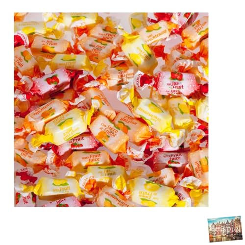 Set 1x De Bron Fruitjuice Toffees Zuckerfrei 1kg I zuckerfreie Toffees aus den Niederlanden I Erdbeere, Zitrone, Orange I Bonbons aus Holland I Fruchtbonbons I Holland-Box by Vriens von HOLLAND-BOX BY VRIENS