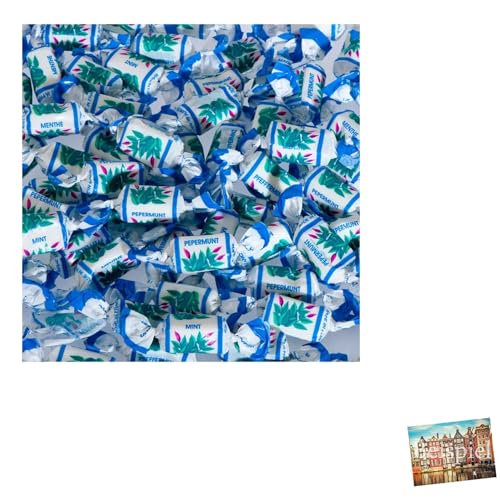 Set 1x De Bron Mint Toffees Zuckerfrei 1kg I zuckerfreie Toffees aus den Niederlanden I Minzgeschmack I Minze I mint I Bonbons aus Holland I Kaubonbons I sweets I Holland-Box by Vriens von HOLLAND-BOX BY VRIENS