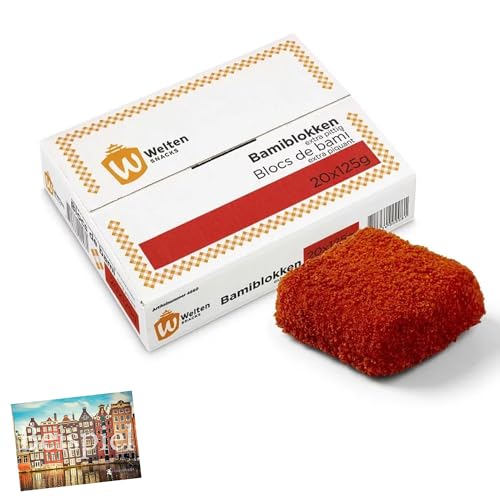 Set 1x Welten Bamiblokken extra scharf 20x125g I Bamischijf I Bami Goreng in einem knusprigen Teigmantel zum Frittieren I für die Friteuse I Snack aus den Niederlanden I Holland-Box by Vriens von HOLLAND-BOX BY VRIENS