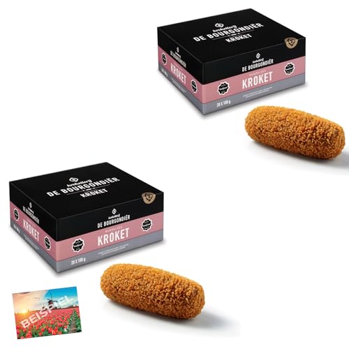 Set 2x De Bourgondier Rindfleischkroketten für die Fritteuse 20x100g I Fleischragout I holländische, vorfrittierte Kroketten mit Rindfleisch I traditionell I Kroket I Holland-Box by Vriens von HOLLAND-BOX BY VRIENS