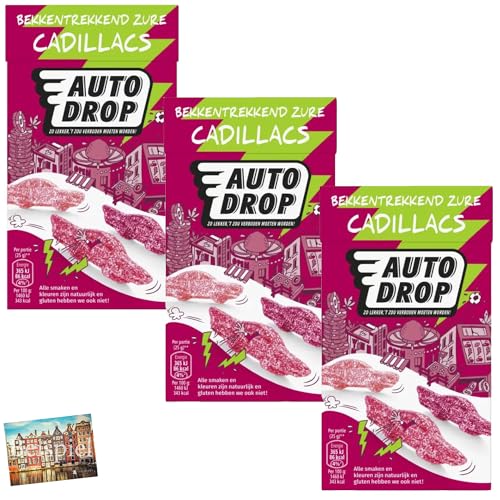 Set 3x Autodrop Bekkentrekkend Zure Cadillacs 280g I saures Fruchtgummi I Süßwaren aus den Niederlanden I Gummibärchen aus Holland I Holland-Box by Vriens von HOLLAND-BOX BY VRIENS